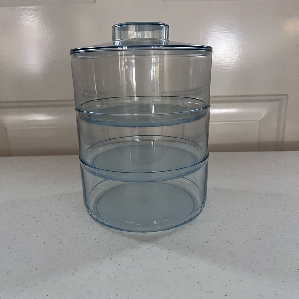 Vintage Tupperware Clear Blue Stackable Candy Serving Container